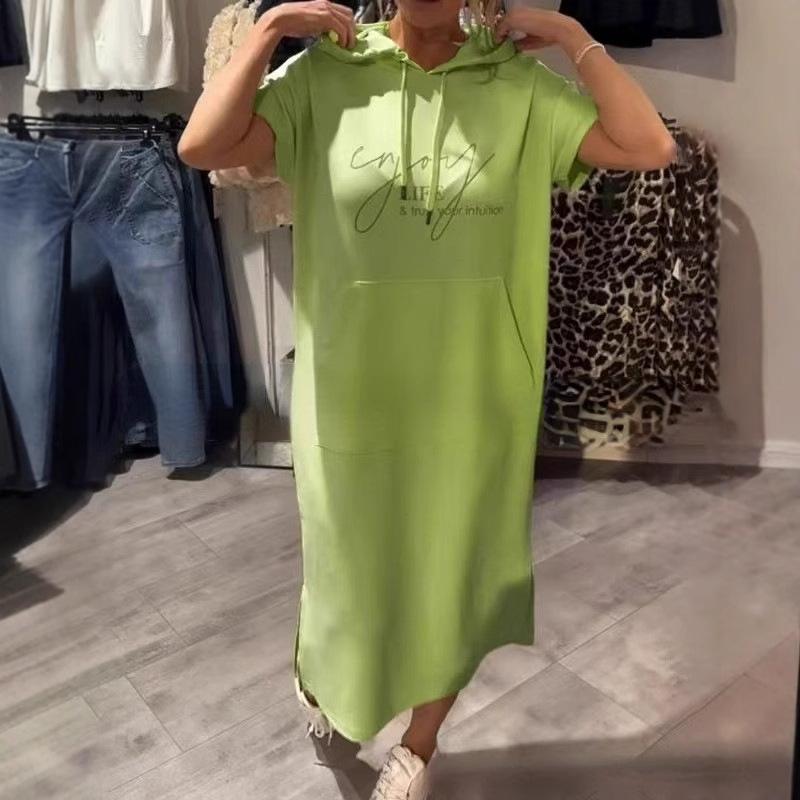 

Women s Casual Hooded Dress Long Sleeve Pullover Tunic Loose Fit Streetwear Orange Beige Green Multi Color 3XL жовто-зелений