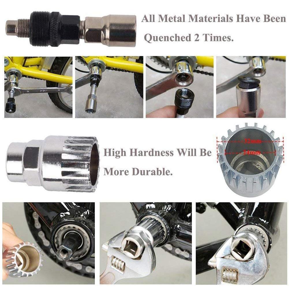 5-teiliges Reparaturwerkzeug-Set Freilauf-Abzieher + Kurbelabzieher + Ritzel-Lockring-Entferner + Tretlager