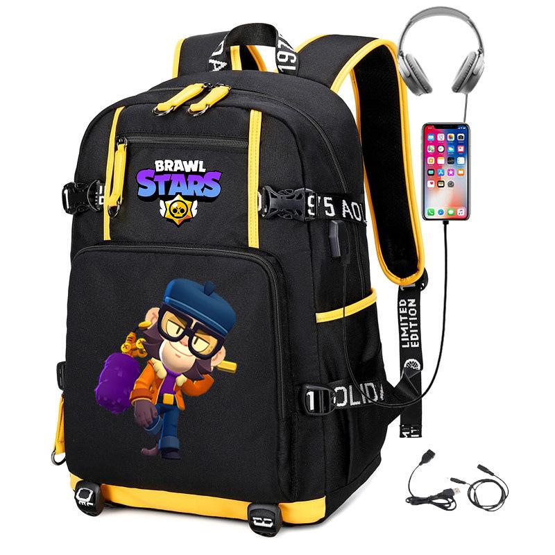Mochila Periférica Brawl Stars Com Usb Mochila de Estudante para Viagem ao Ar Livre Mochila de Montanhismo de Grande Capacidade