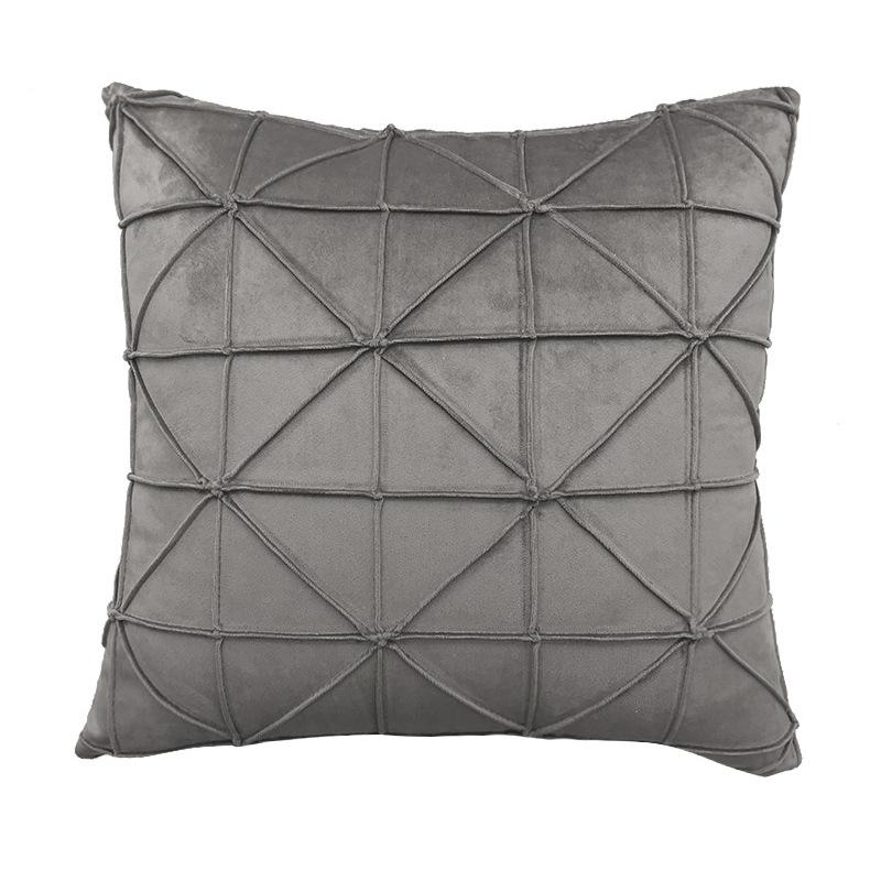 Single Pillow Pillowcase Without 45x45cm Core Dutch Velvet Solid Color Backrest With 3d Line Pleated Beige Grid Sofa Cushion And Pillowcase