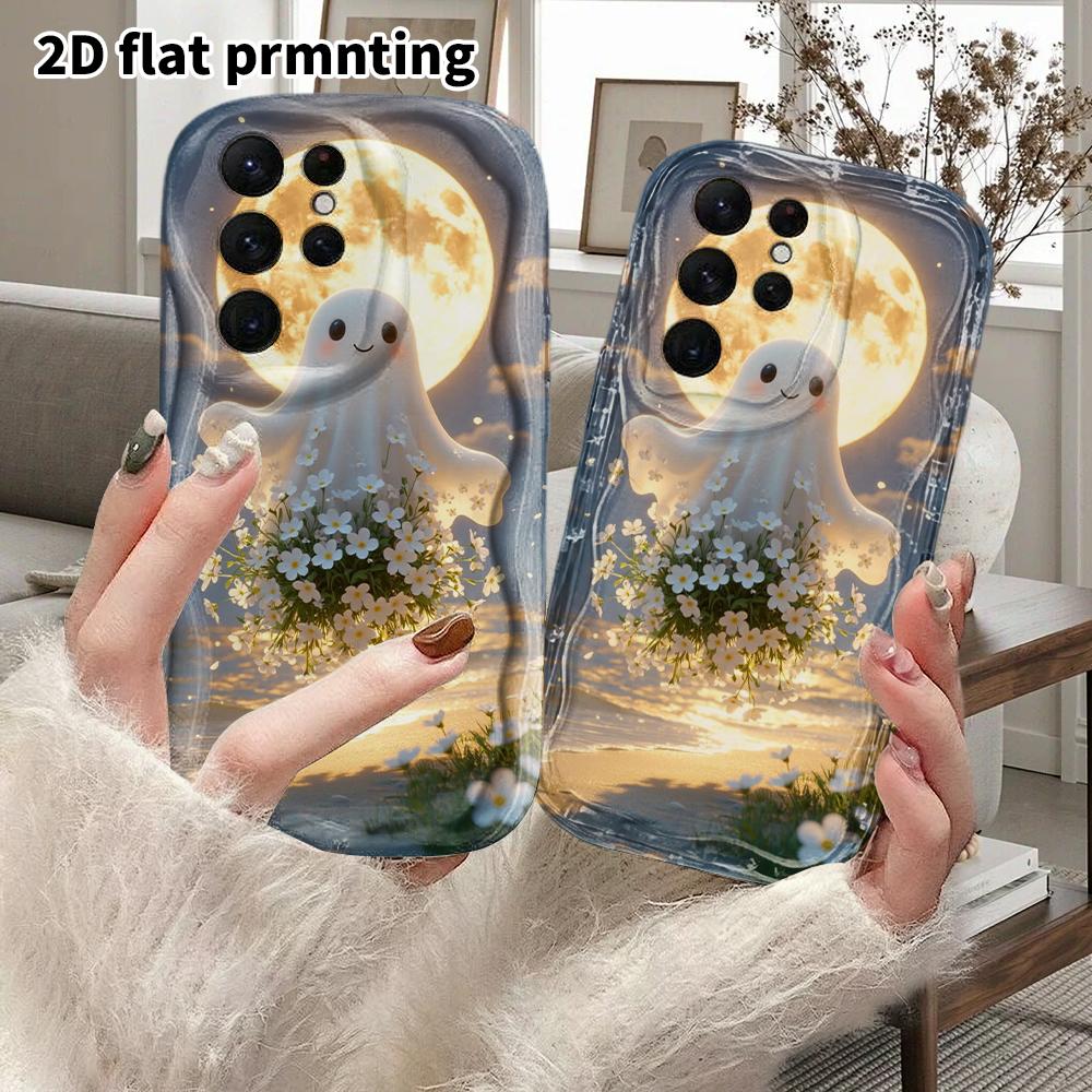 Phone Case: 2D Flat Samsung Galaxy A34 A35 M05 M06 S20 S22 S21 FE Plus 5G Protective Case, Couple Style, Bouquet Ghost, Christmas and Halloween Gift
