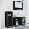 Bathroom Furniture Set 3 Pcs Black Oak Effect Wood Based Panel