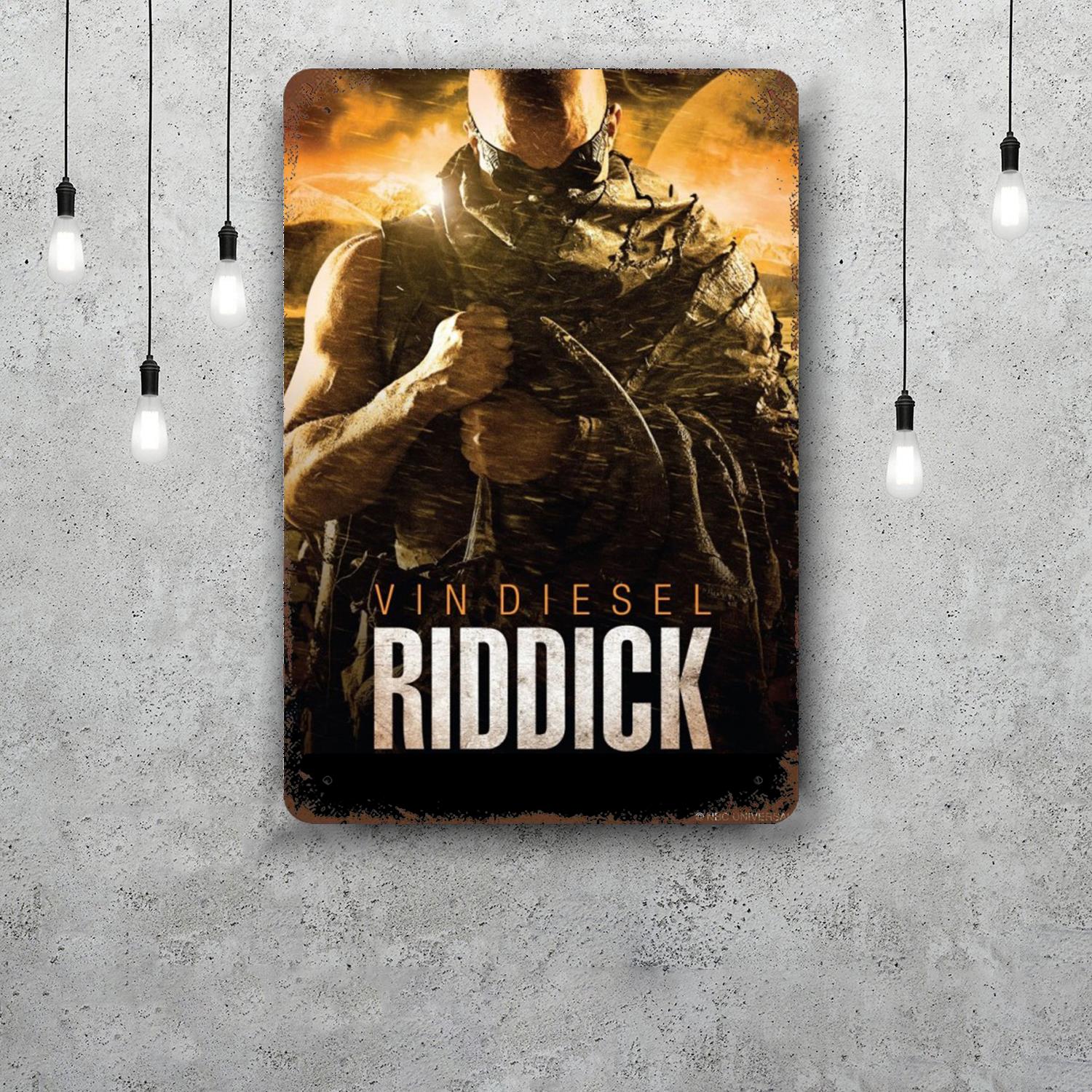 Riddick Movie Vintage Tin Sign Home Decor Wall Decor Art Wall Mural Room Decoration Decor Retro Metal Sign Plate Bar Posters 20x30cm(7.8x11.8inch)
