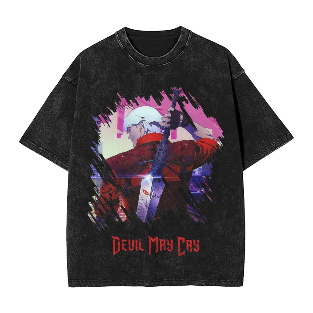 Dante Game DMC Devil May Cry T Shirts Manga Graphic Washed Streetwear TShirts Short Sleeve Tee Shirt for Men Women Clothing