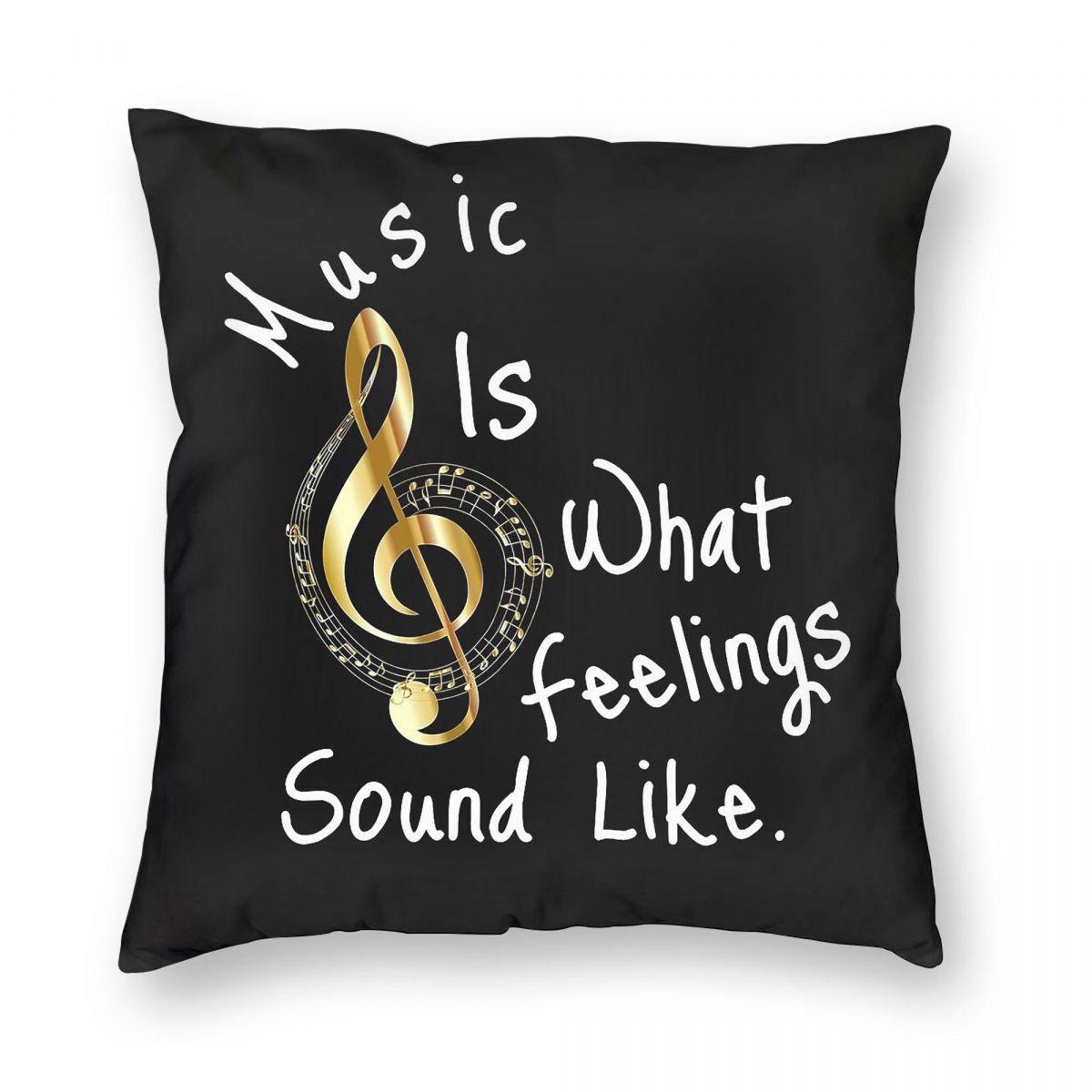 Music Is What Feelings Sound Like Square Pillowcase Polyester Linen Velvet Pattern Decor Pillow Case Room Cushion Cover 45X45 Peach skin 18*18(CM)-1Pcs