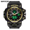 SANDA Women's Trendy LED Dual Display Waterproof Watch with Hourly Chime