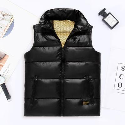 Thermoweste für Herren, Stehkragen, ärmellos, Reißverschluss, Weste mit Taschen, Design mit goldenem Buchstabendruck