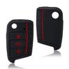 Autosleutelhoes Siliconen Cover Voor Vw Golf 7 Mk7 3 Knoppen Flip Klapbare Afstandsbediening Sleutelhanger Voor Seat Voor Skoda Auto Accessoires