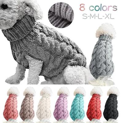 Maglione per cani da compagnia, alla moda, autunno e inverno, abbigliamento per animali domestici, tinta unita, lavorato a maglia intrecciata, caldo e confortevole