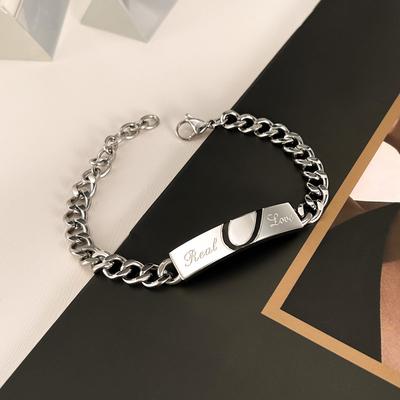 2026 European and American Fashion Personality Design Sense Love Puzzle Couple Bracelet Titanium Steel Jewelry