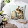 Vintage Easter Bunny And Eggs Pillow Cover Watercolor Cushion Cover Square Pillow Case Cute Pillowcases For Sofa Home Decoration