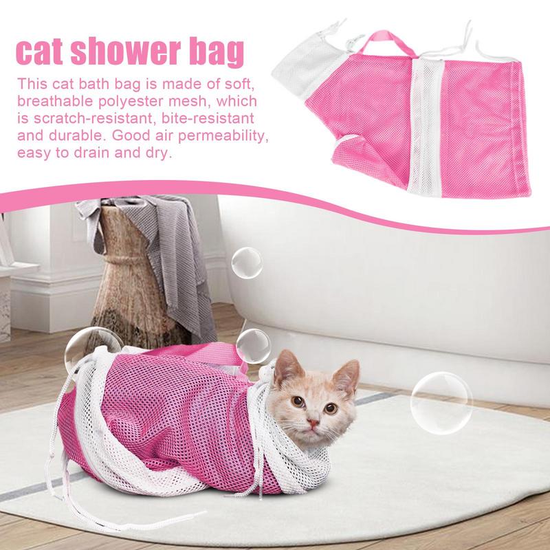 Cats Shower Net Bag Breathable Anti Scratch Cat Bathing Bag Loose And Removable Pet Grooming Bath Bag For Bathing Daily Clean