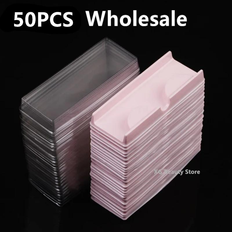 

100/200PCS Pink Plastic Eyelashes Box Packaging Box Fake Eyelash Tray Storage Cover Single Case Lash Box Customizable Wholesale