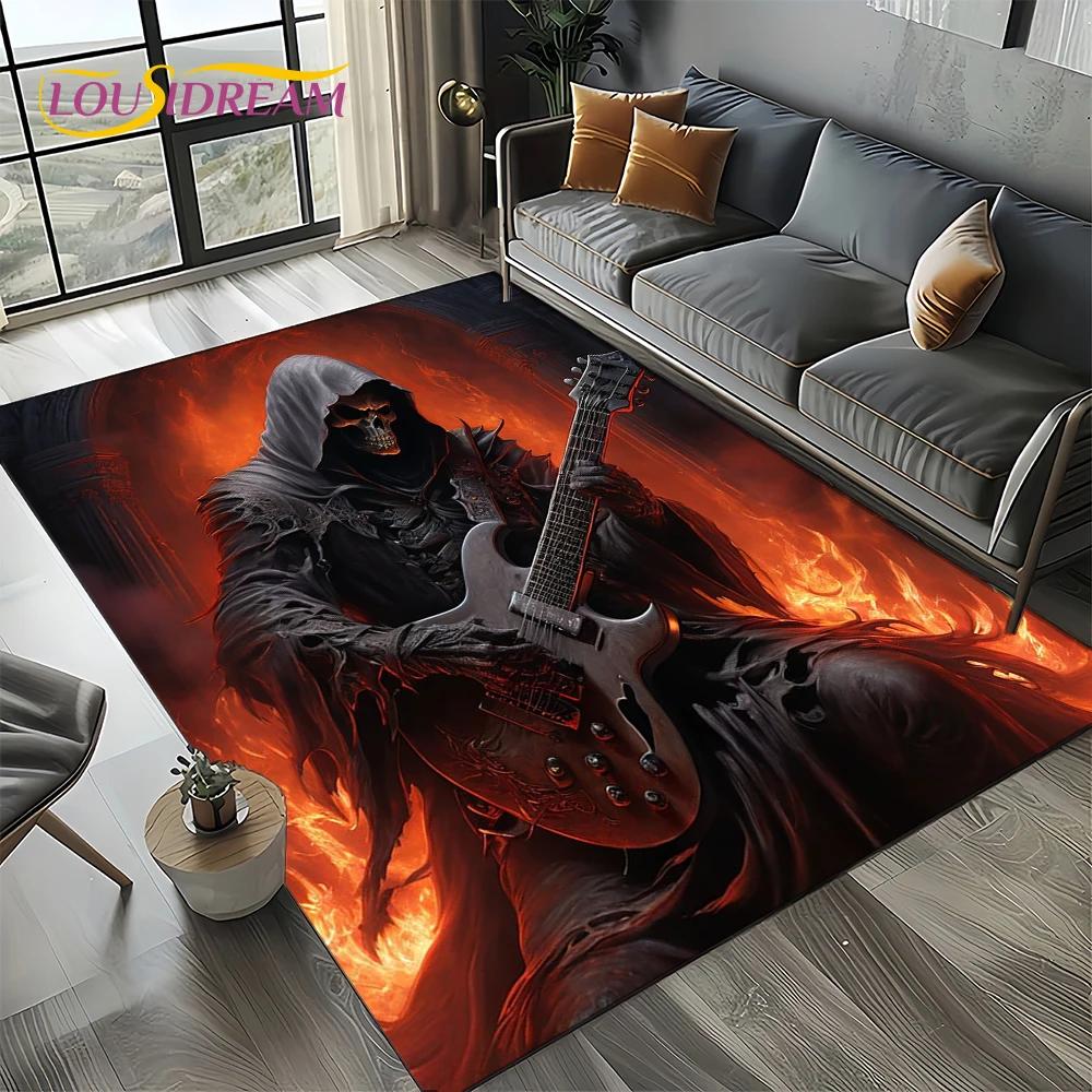 27 Style New Skull Electric Guitar Classical Guitar Carpet Rug for Living Room Bedroom Home Sofa,kid Area Rug Non-slip Floor Mat