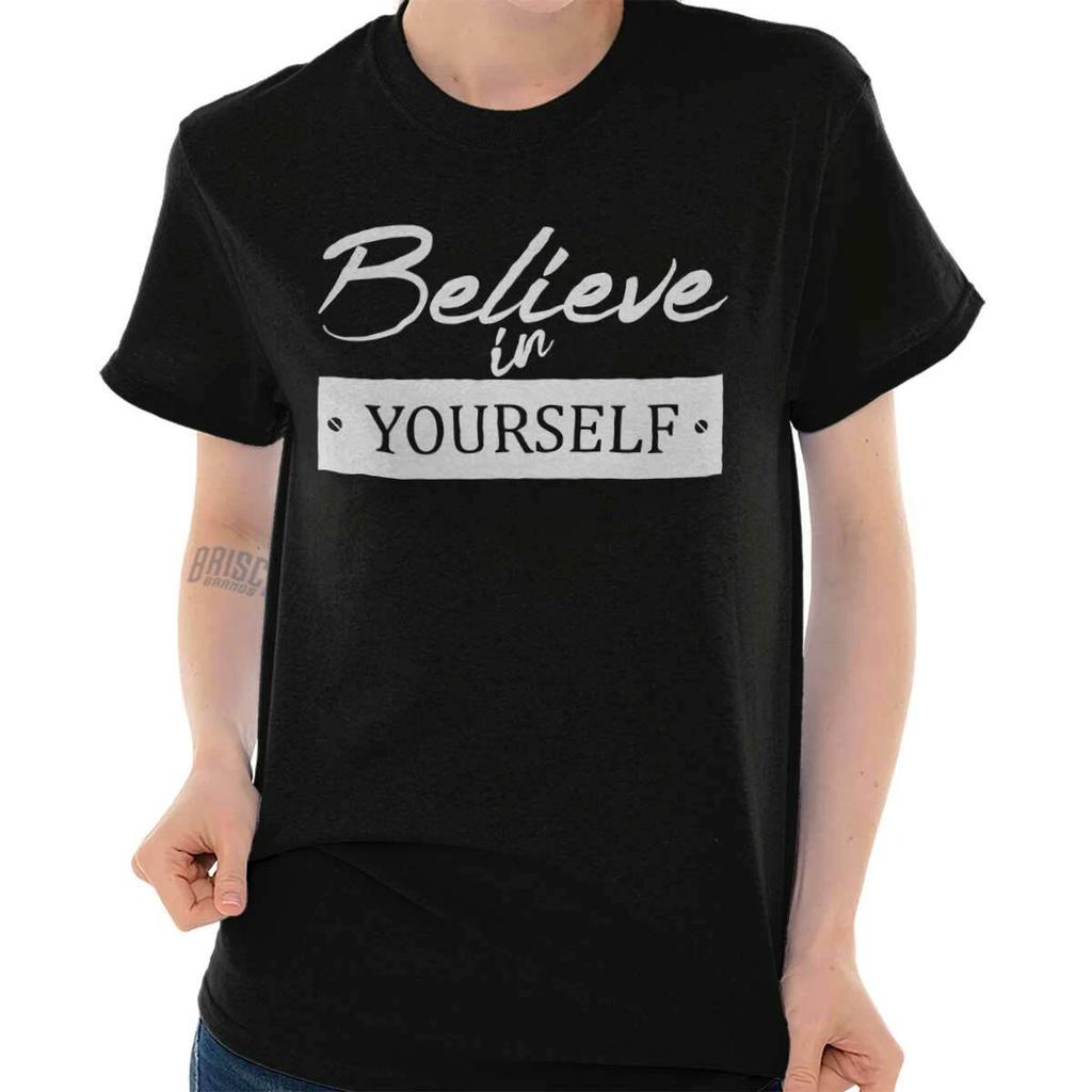 Believe In Yourself Good Vibes Cute Sayings Womens Crewneck T Shirt Tees Tops