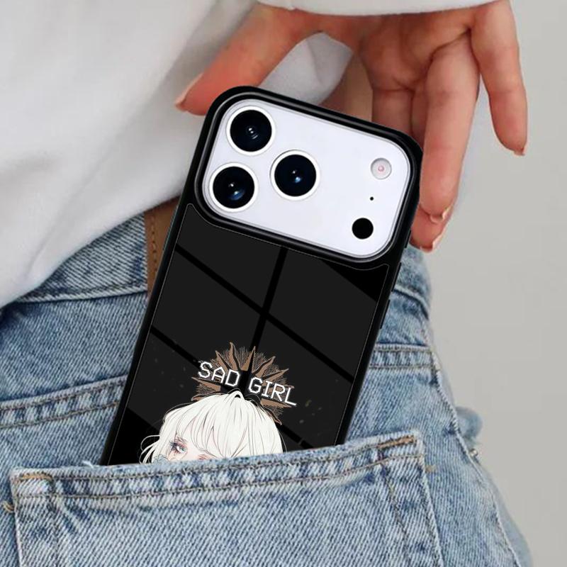 Aesthetic Sad Japanese Anime Phone Case for iPhone 16e 15 14 13 12 17 Pro Max Plus Air 17pro Cover Coque