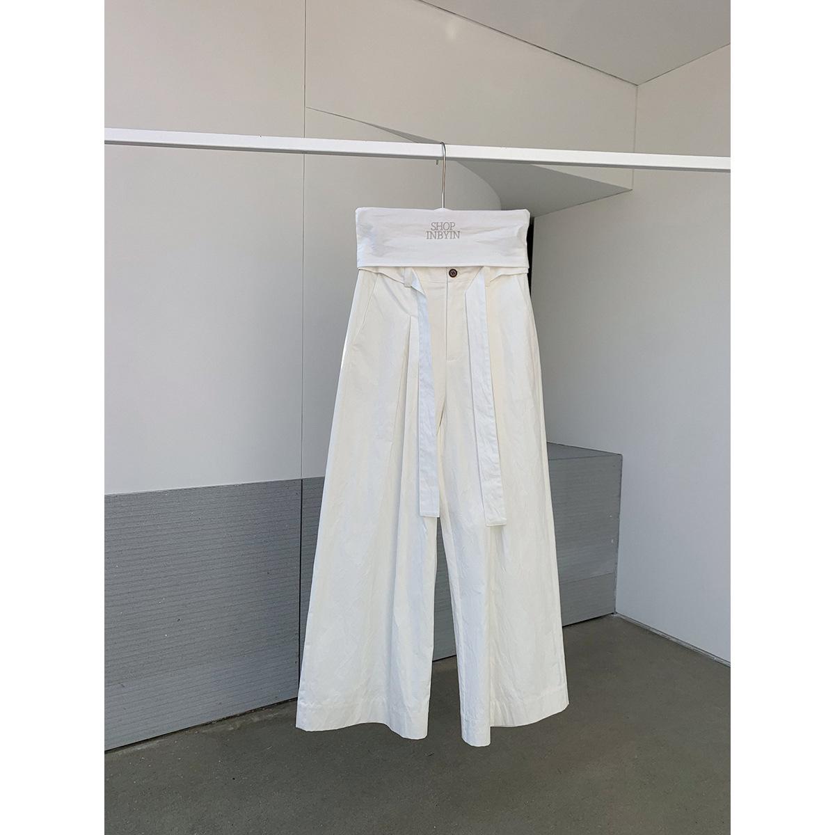 

Yi En Ou Women s High Waist Wide-Leg Pleated Pants - Spring Casual Slimming Style Medium білий