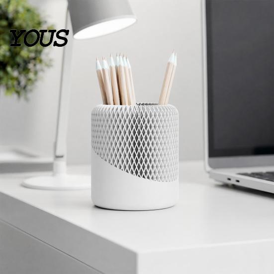 Stationery Holder Pen for Desk, 3D Printed Minimalist Pencil Stationary Brush Storage Cup, Desktop Makeup Office Vanity