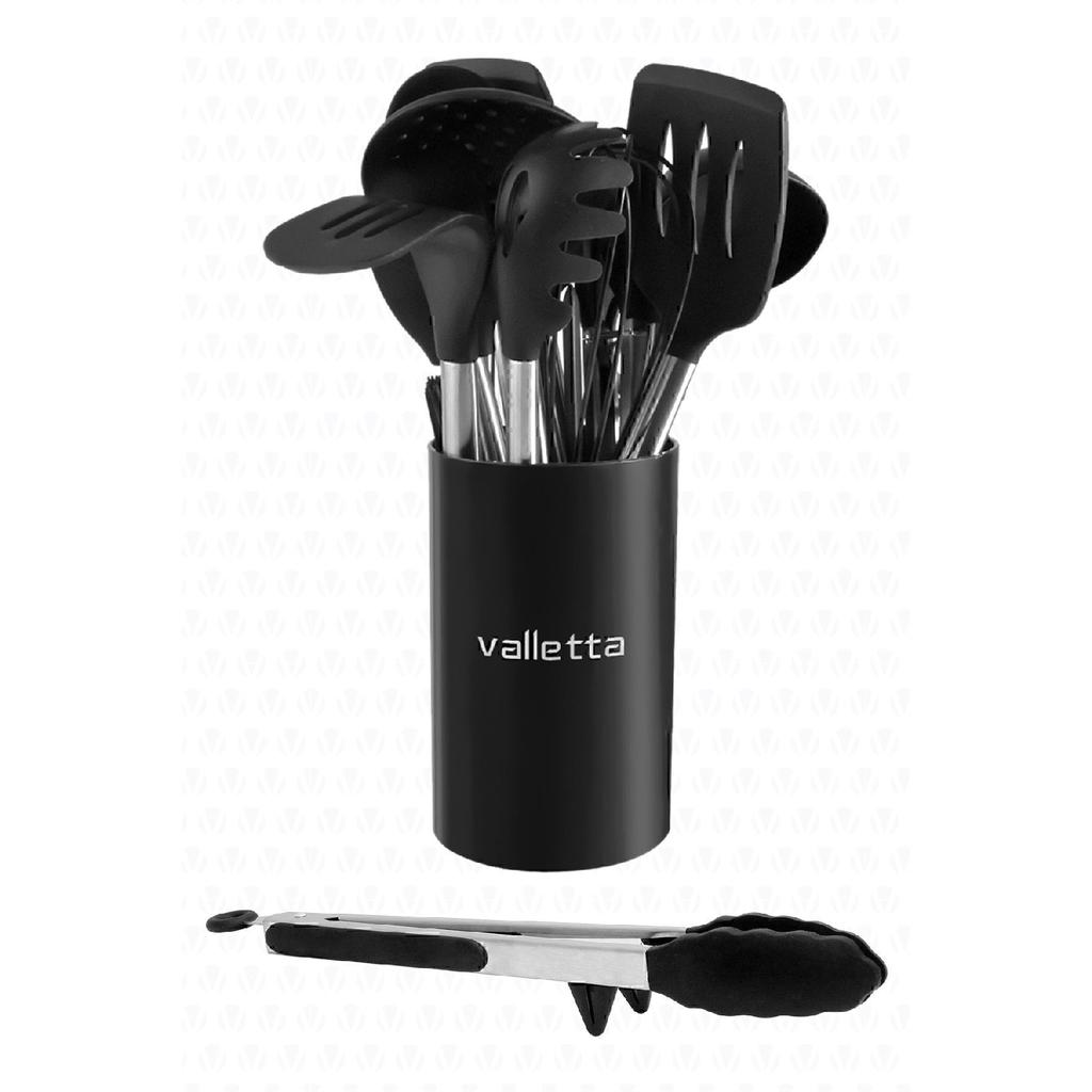 Mora 14 Piece Stainless Steel Silicone Tip Spatula Kitchen Set Black