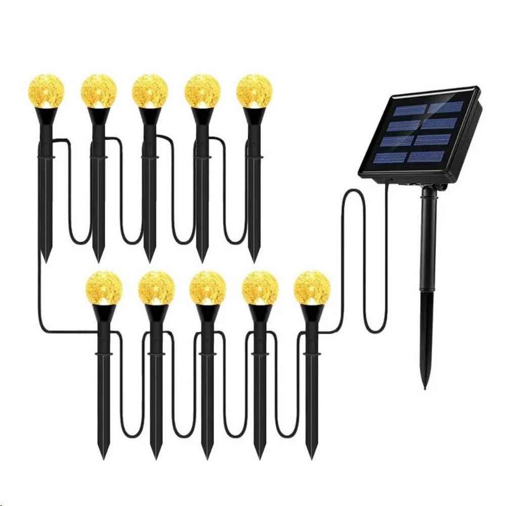 Solar Powered LED Path Deck Light Waterproof Solar Garden Light Solar Street Lamp Courtyard Road Warm White 10 Bulbs