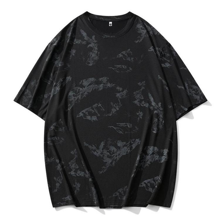 

Quick Drying Ice Silk Mens T Shirt Breathable Elastic Plus Size Short Sleeve Top XL