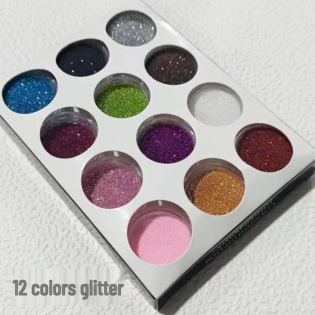 12-Color Crystal Nail Powder Glitter Set