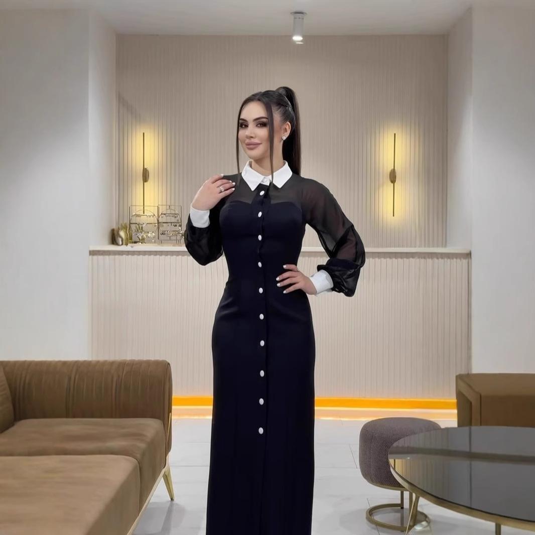 

2024 Autumn Long-Sleeve Slimming Dress for Women - European and American Style XL