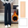Ankola Red Wide-Leg Pants for Women, Draped New Style, High-Waisted Slim Fit, Fleece-Lined Straight Wide-Leg Pants for Autumn and Winter