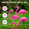 3 Pack Large Pink Flamingo Yard Decorations Medium Plastic Lawn Flamingo Ornament Stakes with Rubber Coating Metal Legs