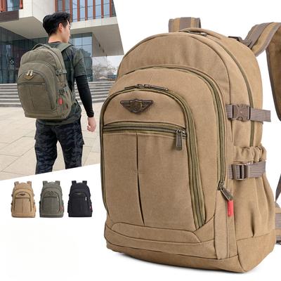 50 Liter Thick Canvas Backpack for Men Large Capacity Outdoor Backpack Wear-resistant Travel Backpack