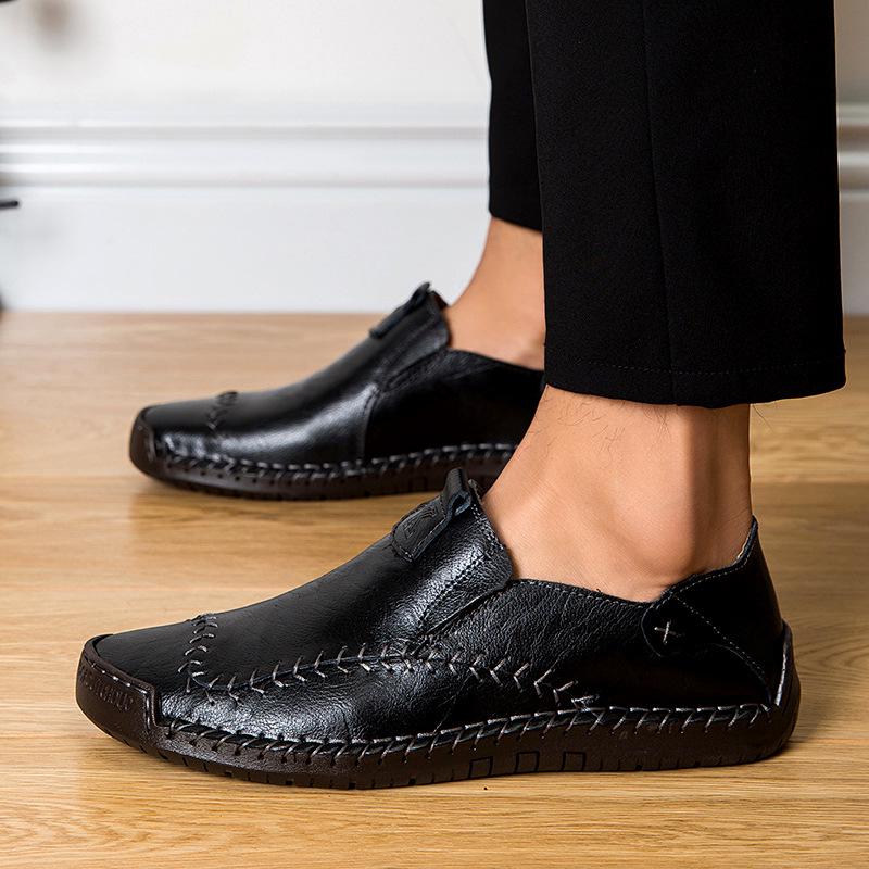 Spring 2020 Men's Large Size Leather Driving Moccasins - Retro Business Casual Shoes