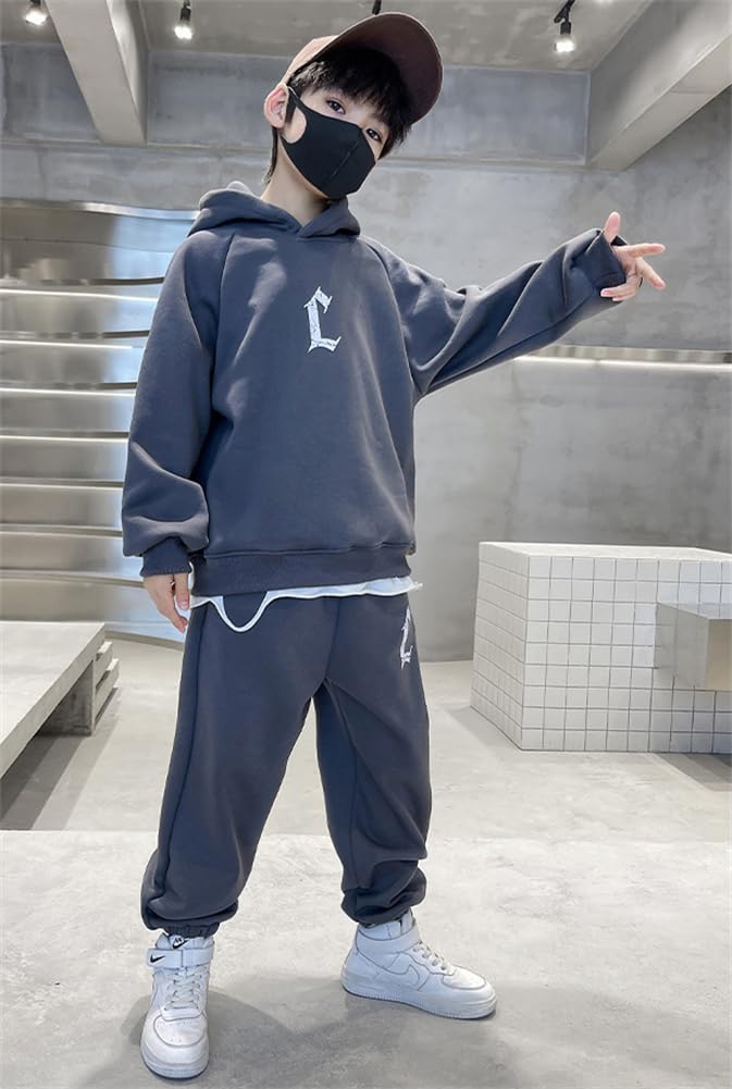 KOSIKINI Long Sports and Casual Sizes and Perfect for Available in sizes and 2-Piece Boys' Set, Hoodie, Sleeves, Pants, Sweatshirt. Spring/Autumn