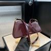 Women Shoulder Bags Fashion Patent Leather Burgundy Underarm Bag French Designer Lady Commuting Crossbody Handbags
