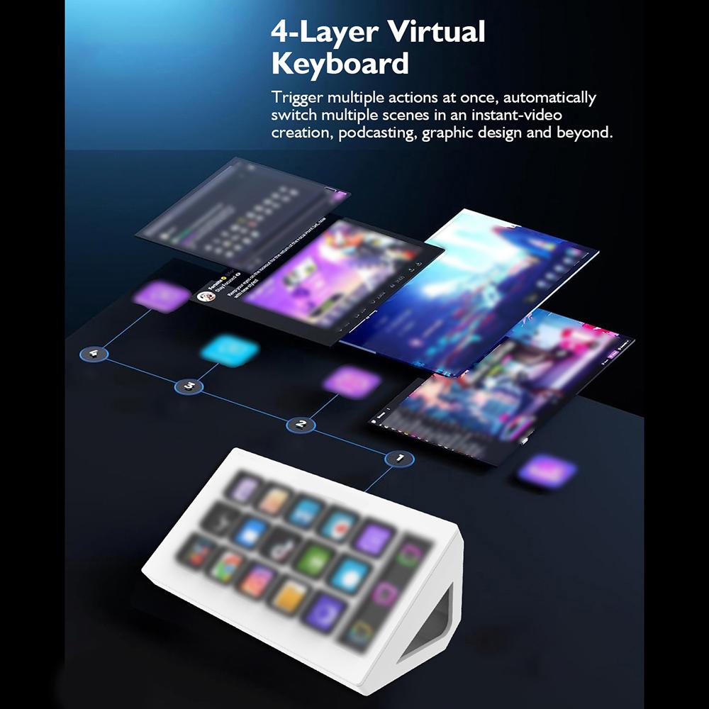 All-in-One   Studio Controller, with 15  ro Keys, for OBS Twitch  , Compatible with PC &   Custom Console, for Photo Video Editing