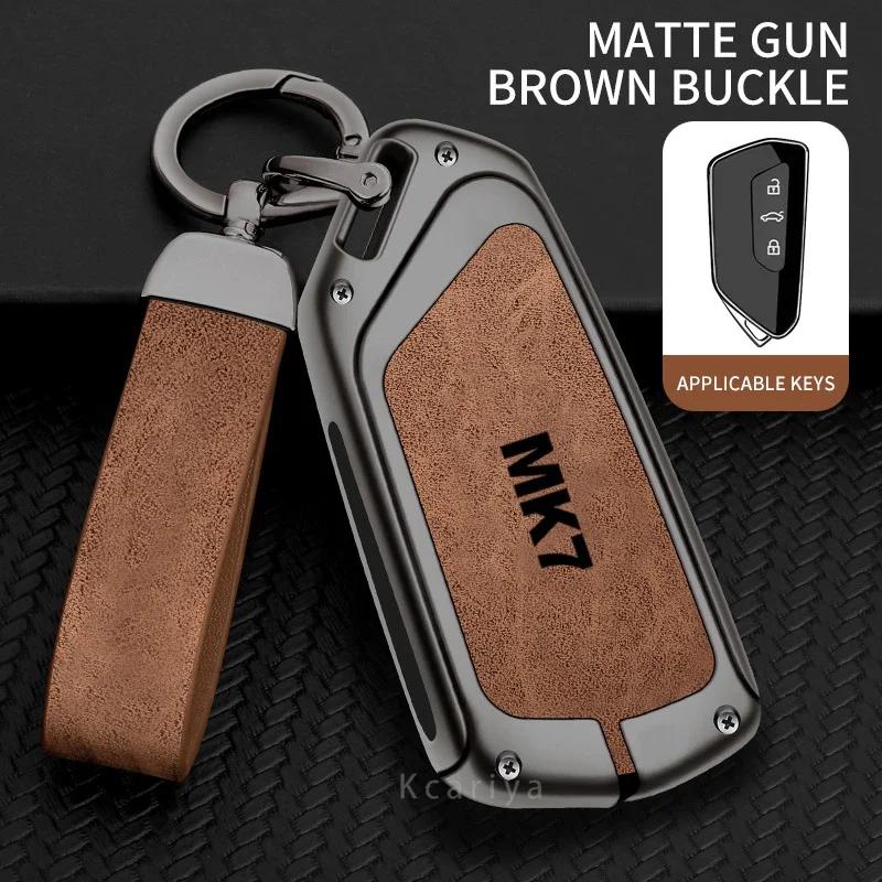 Auto TPU Zinc Alloy Key Case Bag For VW Volkswagen GOLF 7 MK7 Car Key Chain Car Metal Key Shell Interior Decoration Accessories