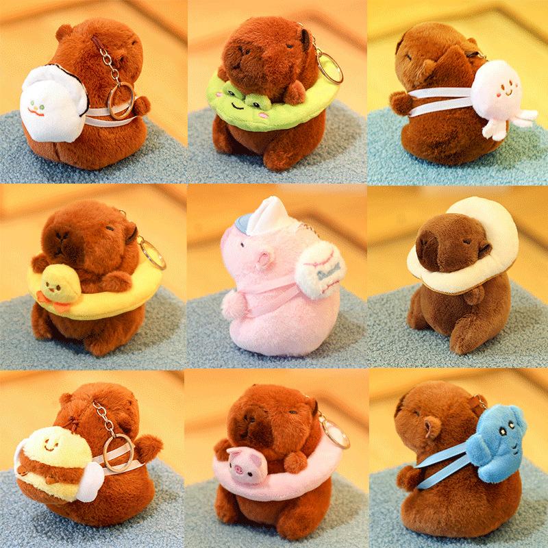 peluches Capybara Plush Keychain Bag Pendant Hanging Decoration Cute Stuffed Doll Toy Desktop Doll Ornament Car Keyring Kid Gift