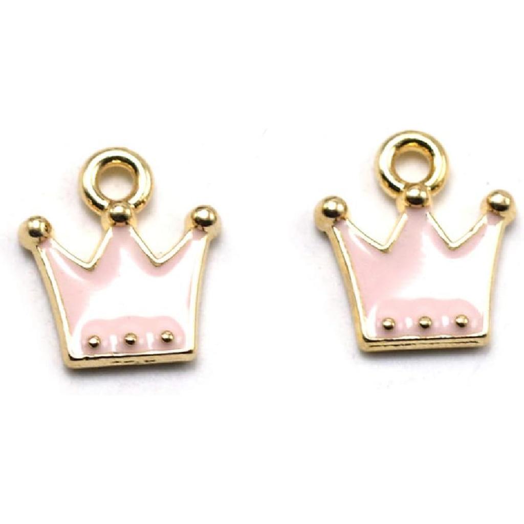 KESYOO 20pcs Crown Charm Pendants Enamel Jewelry Making Charm for DIY Jewelry Making Keychain Ornaments(Pink)
