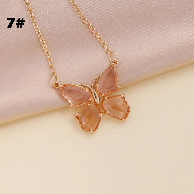 Butterfly Jewelry Multi-Colored Zircon Butterfly Necklace for Women Fashionable Clavicle Chain Pendant Necklace for Women