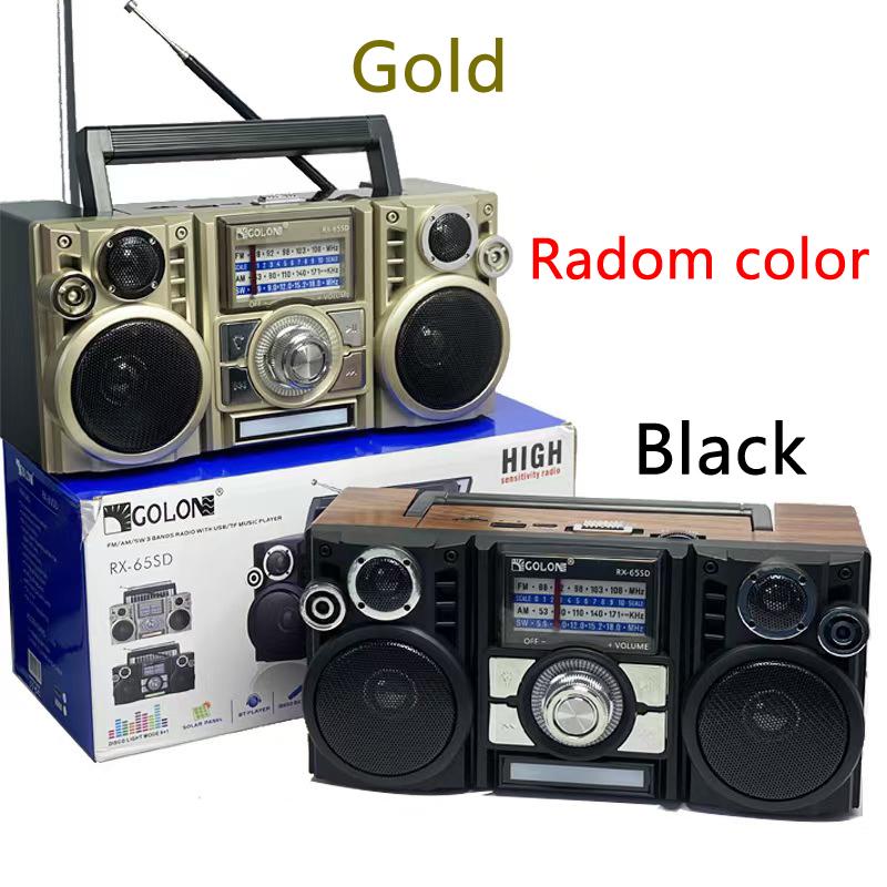 RX-65SD New Portable Retro AM/FM/SW 3-band Radios Receiver Wireless Stereo Bluetooth Speakers Outdoor Solar Charging U Disk Card Radio