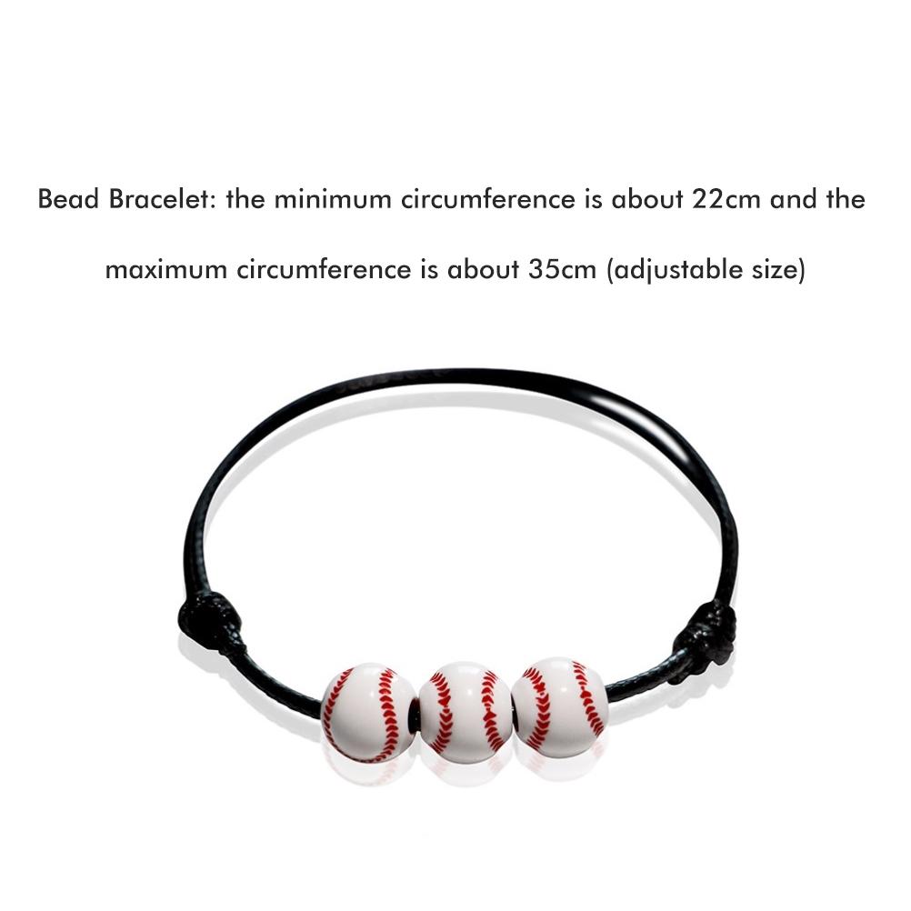 12Pcs Sports Ball Bracelet Baseball Tennis Basketball Rugby Beads Bracelets Adjustable Wax Cord Inspirational Sports