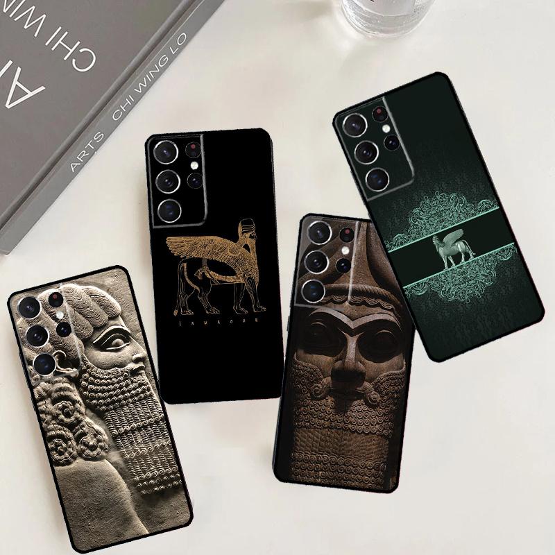 Assyrian Lamassu Winged Bull Case For Samsung Galaxy S24 S23 Ultra S22 Note 10 Plus Note 20 S9 S10 S21 FE S20 FE Cover