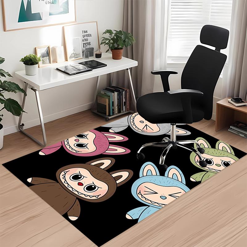 Labubu Teppich mit Aufdruck, für Bürostuhl Wohnzimmer Schlafzimmer Küche Raumdekoration Geschenke.