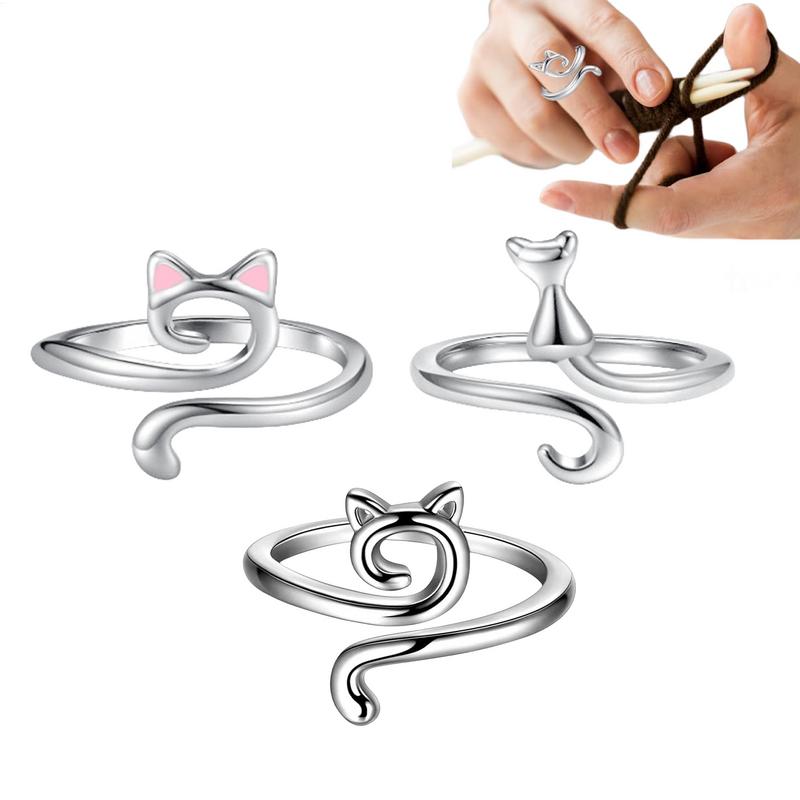 Crochet Ring 3 Pieces Crochet Loop Ring Cute Crochet Ring Thread Ring Smooth Yarn Guide for Mother's Day Thanksgiving Gifts