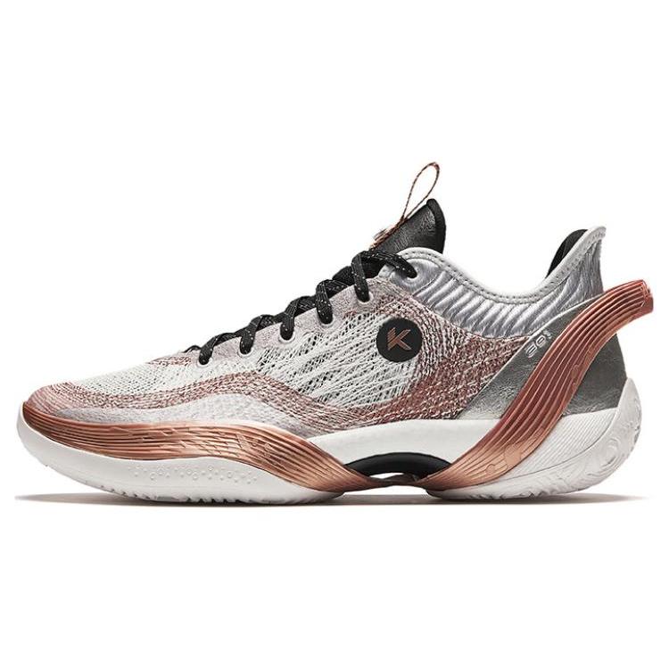 New Anta Three point Rain1.0 Belief Cushioning Wear Resistant Low Top Basketball Shoes Men's Silver Copper 912411102-4