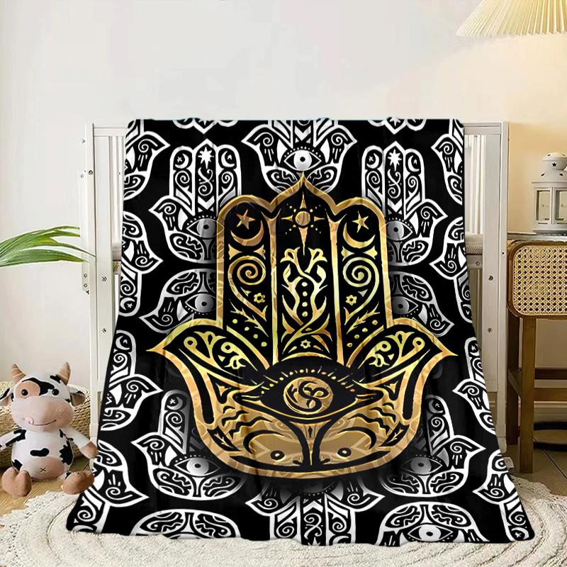 Golden Hamsa Symbol Blanket Flannel Blanket Throw Blanket Sofa Cover Blanket Soft Premium Blanket Picnic Blanket Tv Blanket Gifts