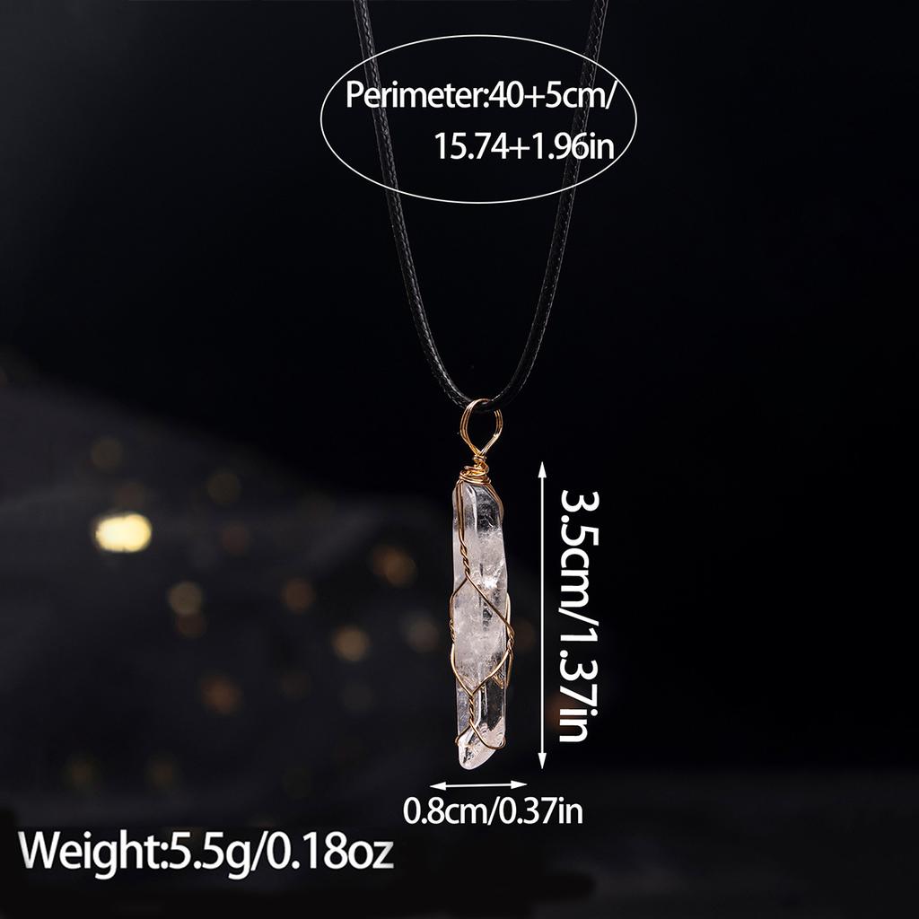 Colgante de cristal natural, cristal blanco, forma flexible, collar de seda, joyería irregular, regalo de Navidad, regalo de San Valentín, regalo para novia