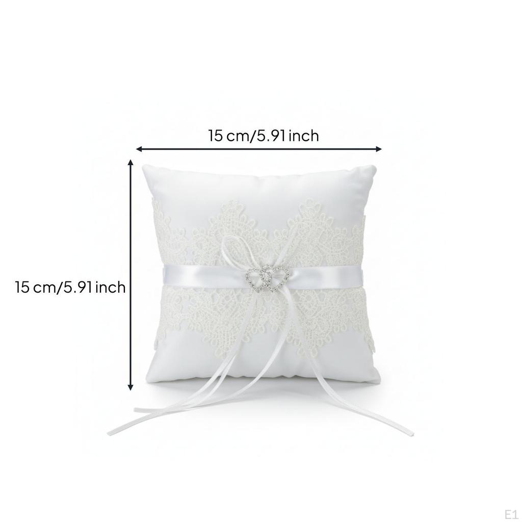 Wedding Band Pillow 15x15 Cm Bearer Square for Brides, Engagement Party