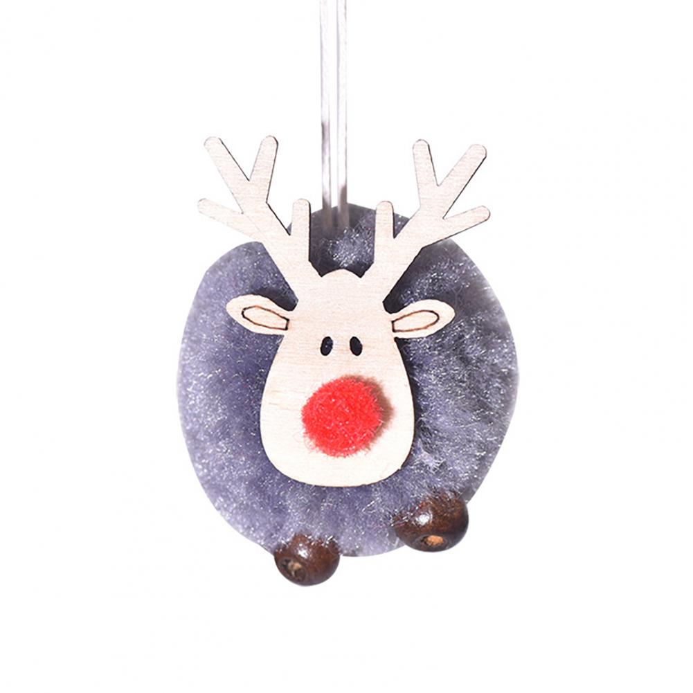 Christmas Elk Ornament Holiday Elk Pendant Pom Pom Reindeer Plush Ornament Wooden Elk Hanging Pendant Festive Felt for Tree