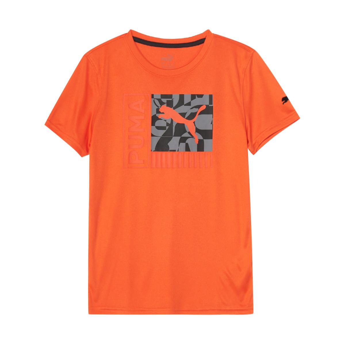 Puma Drycell Lightweight Breathable Round Neck Short Sleeve T-Shirt Kids Tops Orange 681913-18 116