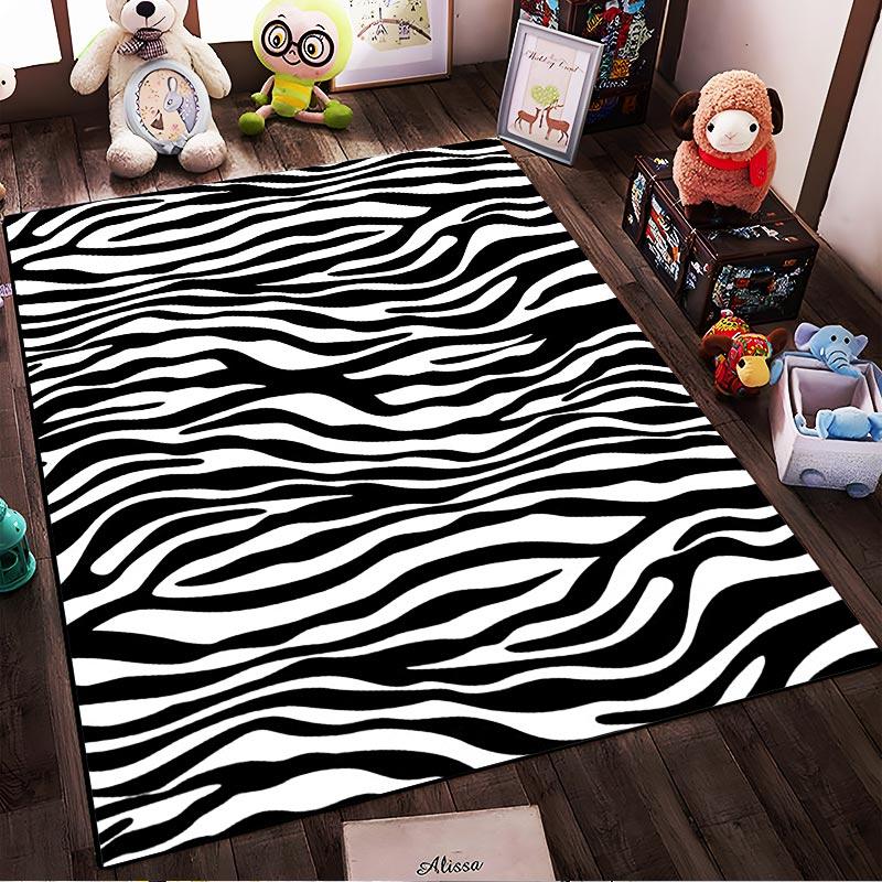 Black and White Zebra Stripe Pattern Area Rug for Living Room Decor Suitable for use as an anti-slip for living room bedroom sofas